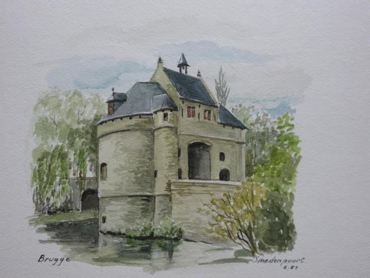 3 aquarelles de Bruges par L. Boschmans, Antiquités & Art, Art | Peinture | Classique, Enlèvement ou Envoi