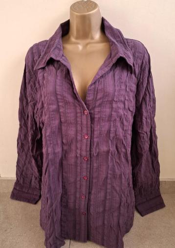 Prachtige Aubergine / Violet Blouse in Frons-Stof XXL