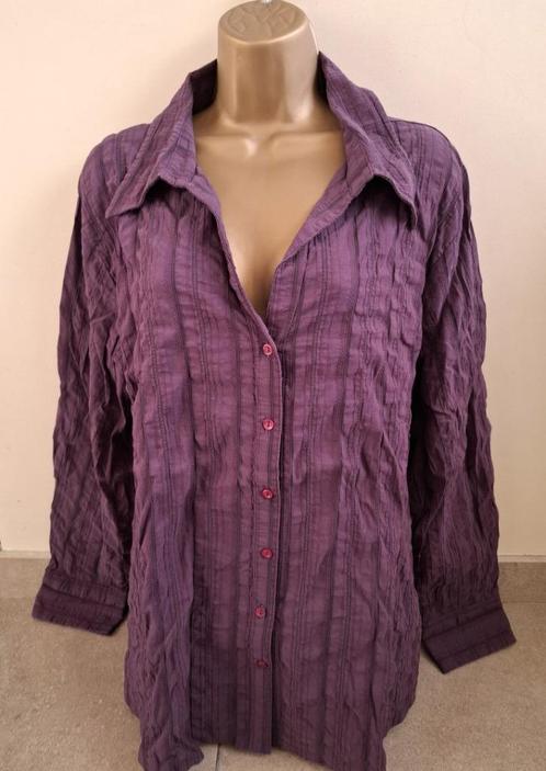 Prachtige Aubergine / Violet Blouse in Frons-Stof XXL, Kleding | Dames, Blouses en Tunieken, Nieuw, Maat 46/48 (XL) of groter