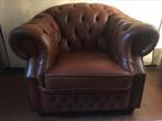 CHESTERFIELD CLUB FAUTEUIL ENGELS WINCHESTER BRUIN/ ROOD, Huis en Inrichting, Ophalen, Zo goed als nieuw, Leer