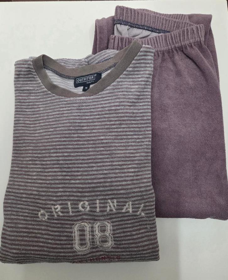 Winterpyjama grijs gestreept met lange broek, Outfitter, M, Kleding | Heren, Pyjama's, Zo goed als nieuw, Ophalen of Verzenden