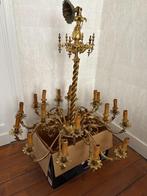 grote kroonluchter in verguld brons met 18 lichtpunten, Antiek en Kunst, Ophalen