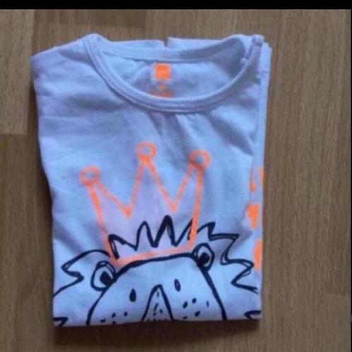 Wit shirtje met leeuwtje met kroon , maatje 86., Kinderen en Baby's, Babykleding | Maat 86, Zo goed als nieuw, Jongetje of Meisje