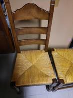 4 sterke houten stoelen met rieten zitting, Ophalen, Gebruikt, Overige kleuren, Riet of Rotan
