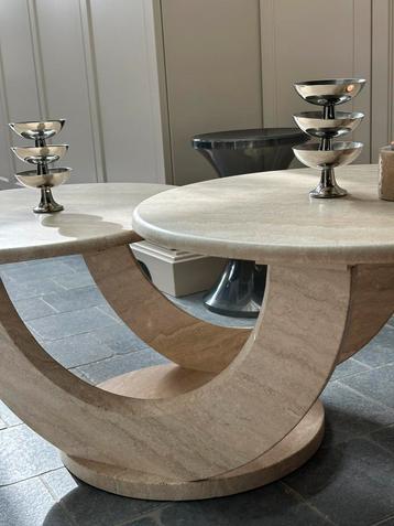 Vintage Tavertin salontafel, Italy beschikbaar voor biedingen