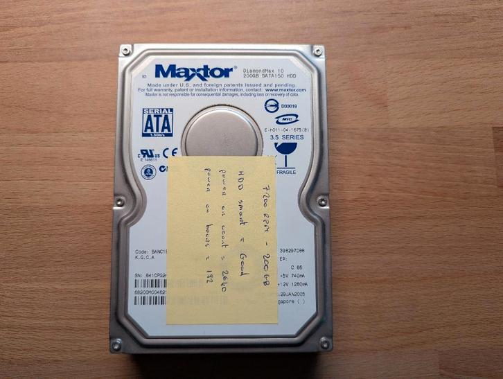 HDD Maxtor 3.5" 200GB, Computers en Software, Harde schijven, Gebruikt, Desktop, Intern, HDD, SATA, Ophalen of Verzenden