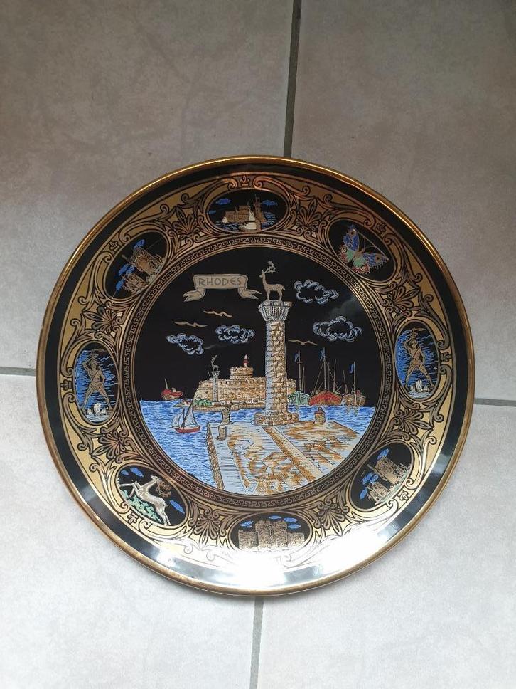 Grieks Bord Rhodos 24K Goud, Huis en Inrichting, Woonaccessoires | Wanddecoraties, Zo goed als nieuw, Ophalen