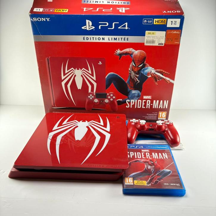 Sony Playstation 4 Slim Spider-Man Editie, Games en Spelcomputers, Spelcomputers | Sony PlayStation 4, Gebruikt, Slim, 1 TB, Met 1 controller
