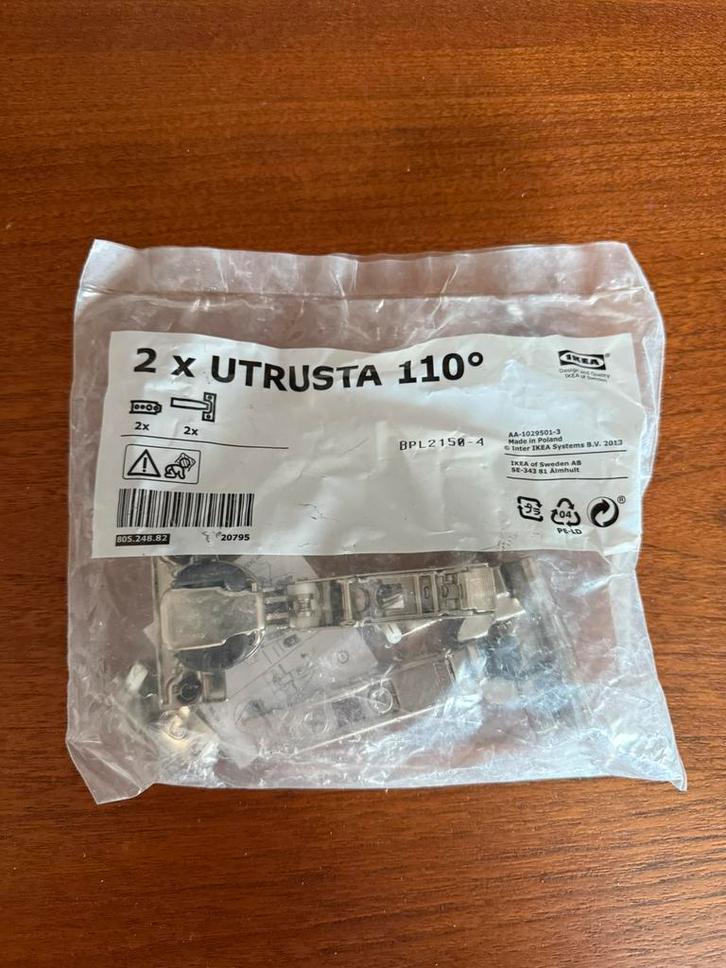 IKEA UTRUSTA 110 Keukenscharnier met Soft-Close, Doe-het-zelf en Bouw, Hang- en Sluitwerk, Nieuw, Scharnier, Inox, Ophalen