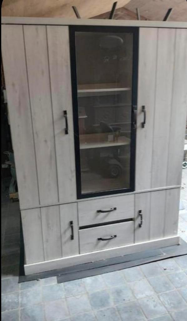 Barkast/Vitrinekast in landelijke stijl, Maison & Meubles, Armoires | Vitrines, Comme neuf, 150 à 200 cm, 100 à 150 cm, 25 à 50 cm