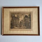 Frans Nackaerts (1884-1948) – Ets – Leuven - Stadhuis, kerk, Ophalen