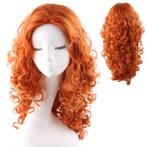 Wilde krullen pruik oranje rood haar zonder pony + gratis ha, Handtassen en Accessoires, Verzenden, Nieuw