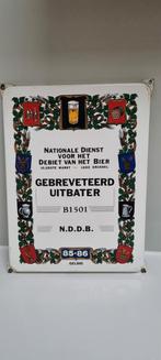 Gebreveteerd uitbater emaille bier cafe tap bord reclamebord, Verzamelen, Ophalen of Verzenden, Gebruikt, Reclamebord