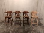 Set van 4 vintage barkrukken, Huis en Inrichting, Ophalen, Zo goed als nieuw, Hout