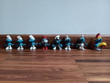 Set van 8 oude Smurfen poppetjes  beschikbaar voor biedingen