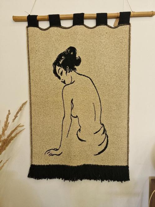 Vintage wandkleed vrouw zwart/beige, Huis en Inrichting, Woonaccessoires | Wanddecoraties, Gebruikt, Ophalen