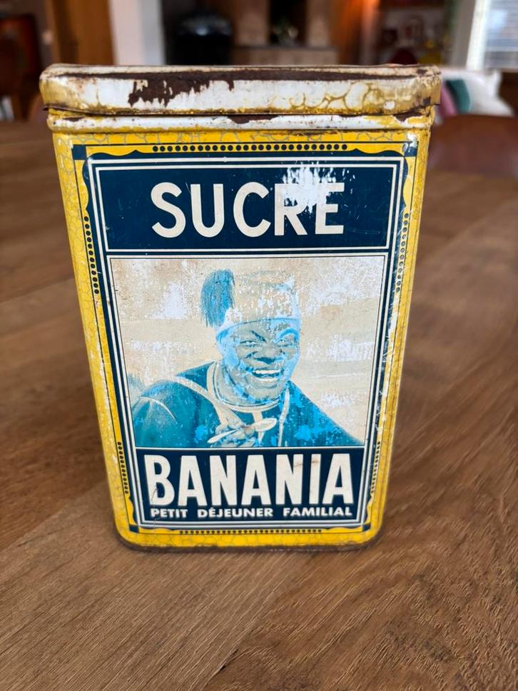 Uniek Geel Banania "Sucre" Voorraadblik – Verzamelobject, Verzamelen, Merken en Reclamevoorwerpen, Zo goed als nieuw, Ophalen