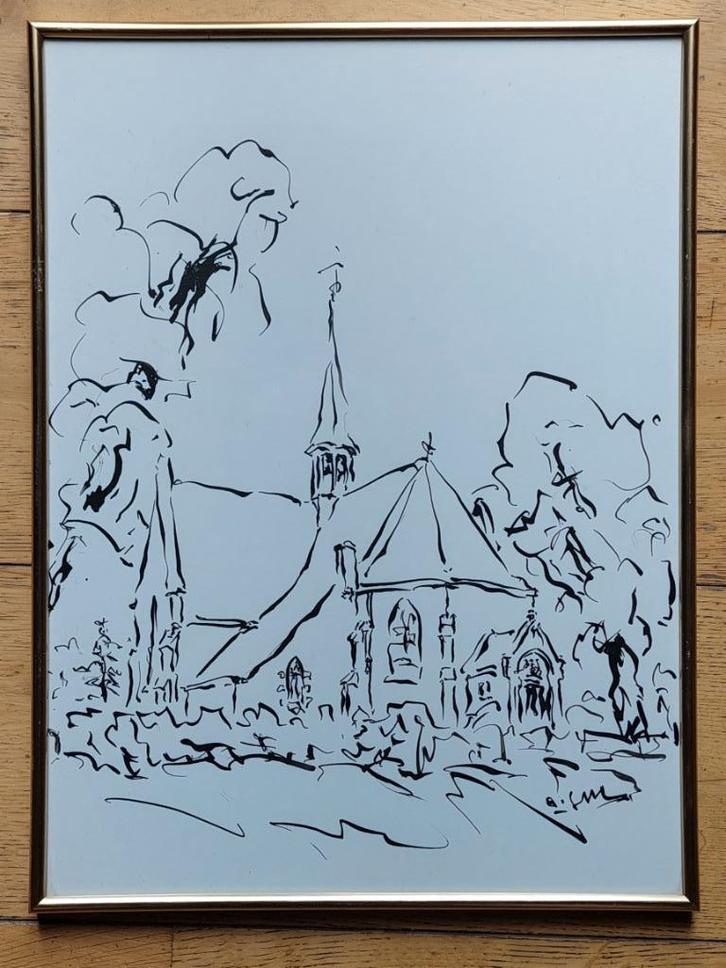 Kerkje van de Horst - pater Gailliaerde - Schoten, Antiek en Kunst, Kunst | Schilderijen | Modern, Ophalen of Verzenden