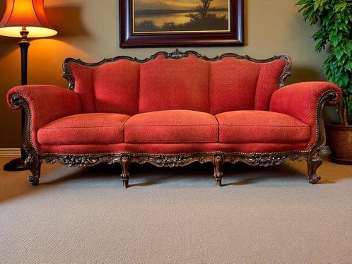 Vintage oranjerode barok zetel / canapé / bank, Verzamelen, Retro, Ophalen of Verzenden
