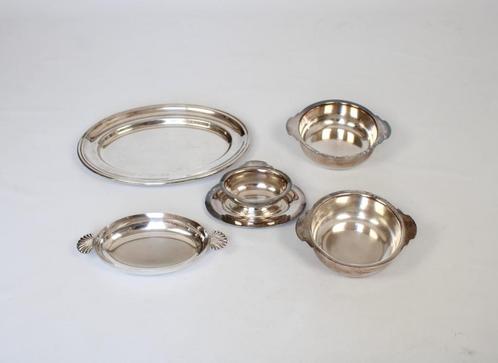 een set van 5 verzilverde schalen van Wiskemann, Antiek en Kunst, Antiek | Zilver en Goud, Zilver, Ophalen of Verzenden