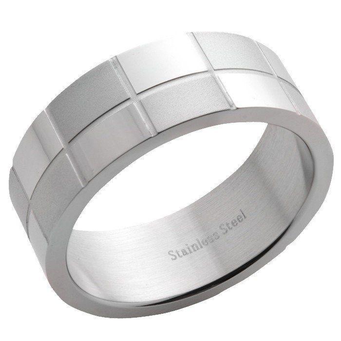Herenring in roestvrij staal mat/glans - OPRUIMING!, Handtassen en Accessoires, Ringen, Nieuw, Heer, IJzer of Staal, Ophalen of Verzenden