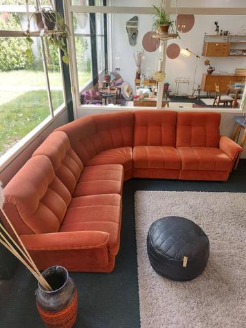  Vintage modulaire hoekbank stof oranje jaren 70