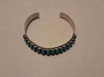 Authentieke Navajo zilveren en turquoise armband, Ophalen of Verzenden, Gebruikt, Zilver