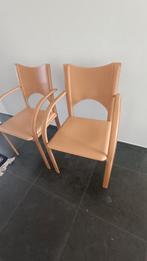 Stoelen .nieuw. modern design leder,okerkleurige., Huis en Inrichting, Stoelen, Ophalen, Twee, Design, Leer