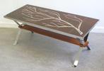 Vintage salontafel Fat Lave tegeltafel keramiek chroom hout, Ophalen, Gebruikt, Vintage Fat Lava seventies salontafel keramiek chroom 60's