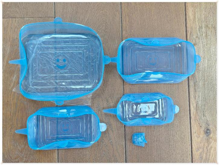COUVERCLES REUTILISABLES EN SILICONE NEUFS – 5 PIECES, Maison & Meubles, Cuisine| Tupperware, Neuf, Autres types, Bleu, Enlèvement ou Envoi