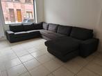 Donkergrijze hoekbank, 6-zits+chaise longue (juni 2024), Huis en Inrichting, Ophalen, Zo goed als nieuw, Stof