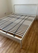 Lit 160/200 + sommier, Huis en Inrichting, Slaapkamer | Bedden, Ophalen, Wit, Tweepersoons, Zo goed als nieuw