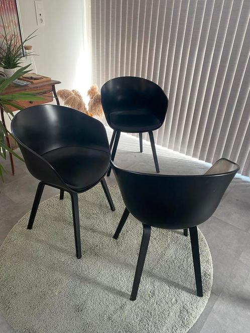 Kuipstoel HAY  zwart + leer, prijs voor de 3 stuks), Huis en Inrichting, Stoelen, Zo goed als nieuw, Drie, Hout, Kunststof, Leer
