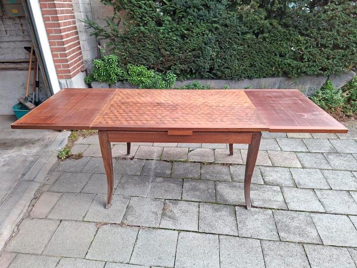 ​Table de Salle à Manger XXe – Marqueterie en Cubes, Tuin en Terras, Tuintafels, Ophalen