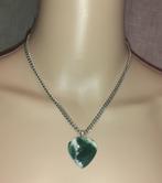 Ketting edelsteen hanger mosagaat vintage, Handtassen en Accessoires, Kettingen, Verzenden, Nieuw, Steen of Mineraal, Met edelsteen