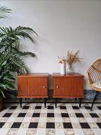Vintage midcentury nachtkastjes | kastjes | retro, Enlèvement, Utilisé, Bois, 45 à 65 cm