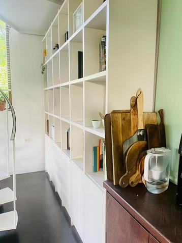 Massieve Boekenkast wit - 255 H - 261 B, Ophalen, Sober, 200 cm of meer, 150 tot 200 cm