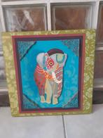 Schilderij met reliëf - olifant Azië - 40cm x 40cm, Ophalen of Verzenden, Zo goed als nieuw