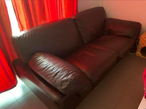 15 € zetel in leer tweezit en driezit, Huis en Inrichting, Fauteuils, Gebruikt, Leer, 125 cm of meer, 75 tot 100 cm, Ophalen