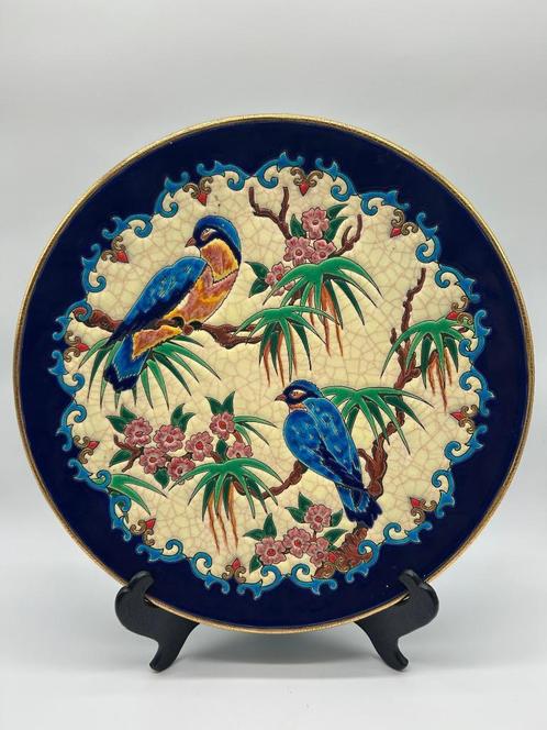 Grote LONGWY-schaal - Emaux des Recollets, Antiek en Kunst, Antiek | Keramiek en Aardewerk, Ophalen of Verzenden