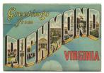 Vintage Richmond Virginia Postcard, Gebruikt, Ophalen of Verzenden