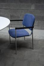 Vier blauwe vintage eetstoelen, Ophalen, Gebruikt, Blauw, Vintage