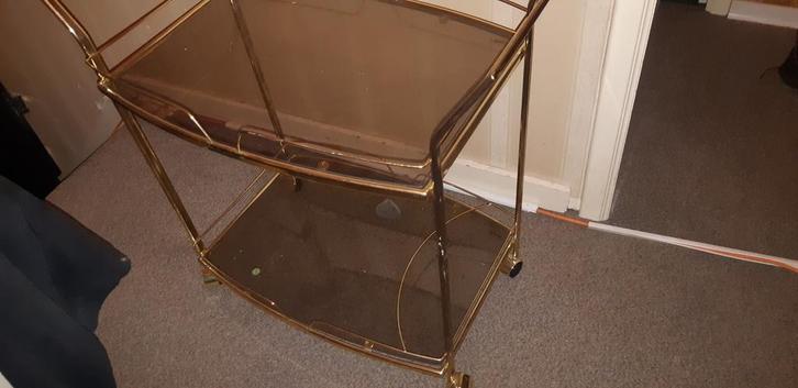 Supergave serveerwagen Bar Cart uit de jaren 70. In een mooi, Huis en Inrichting, Tafels | Salontafels, Zo goed als nieuw, Rond
