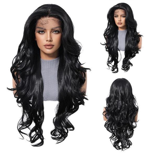 Mono top swiss lace pruik lang zwart haar model Monique, Handtassen en Accessoires, Uiterlijk | Haarverzorging, Nieuw, Verzenden