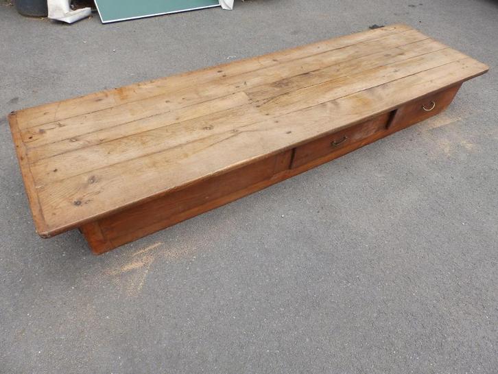Grote 19e-eeuwse boerentafel met laden - Japanse tafel, Antiek en Kunst, Antiek | Meubels | Tafels, Ophalen