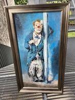 Tableau peinture Clown signe Masson 1987 -50 x 95 cm -état +, Antiquités & Art, Art | Peinture | Classique, Enlèvement