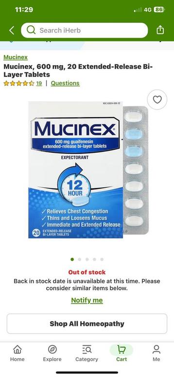 Mucinex 1200mg beschikbaar voor biedingen