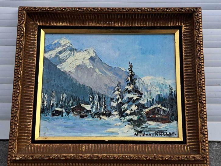 huile sur toile paysage enneige signe Walter Jonckheere, Antiek en Kunst, Kunst | Schilderijen | Klassiek, Ophalen of Verzenden