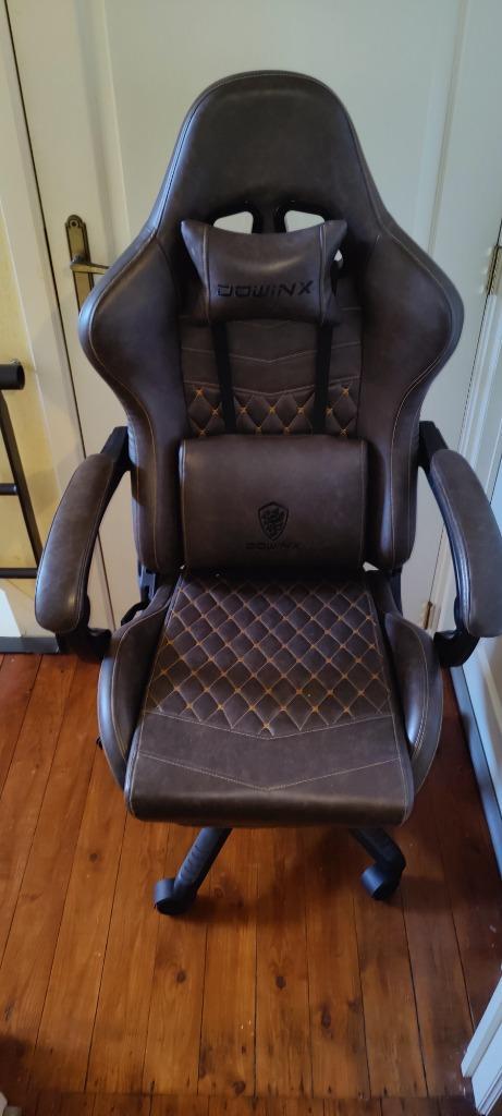Dowinx LS-6689 geavanceerde gamestoel van PU-leer, Huis en Inrichting, Stoelen, Gebruikt, Eén, Leer, Bruin, Ophalen