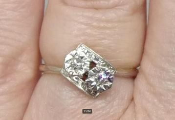Bague Art Déco en excellent état avec diamants — or et plati, Bijoux, Sacs & Beauté, Envoi, Or, Bague, Avec pierre précieuse
